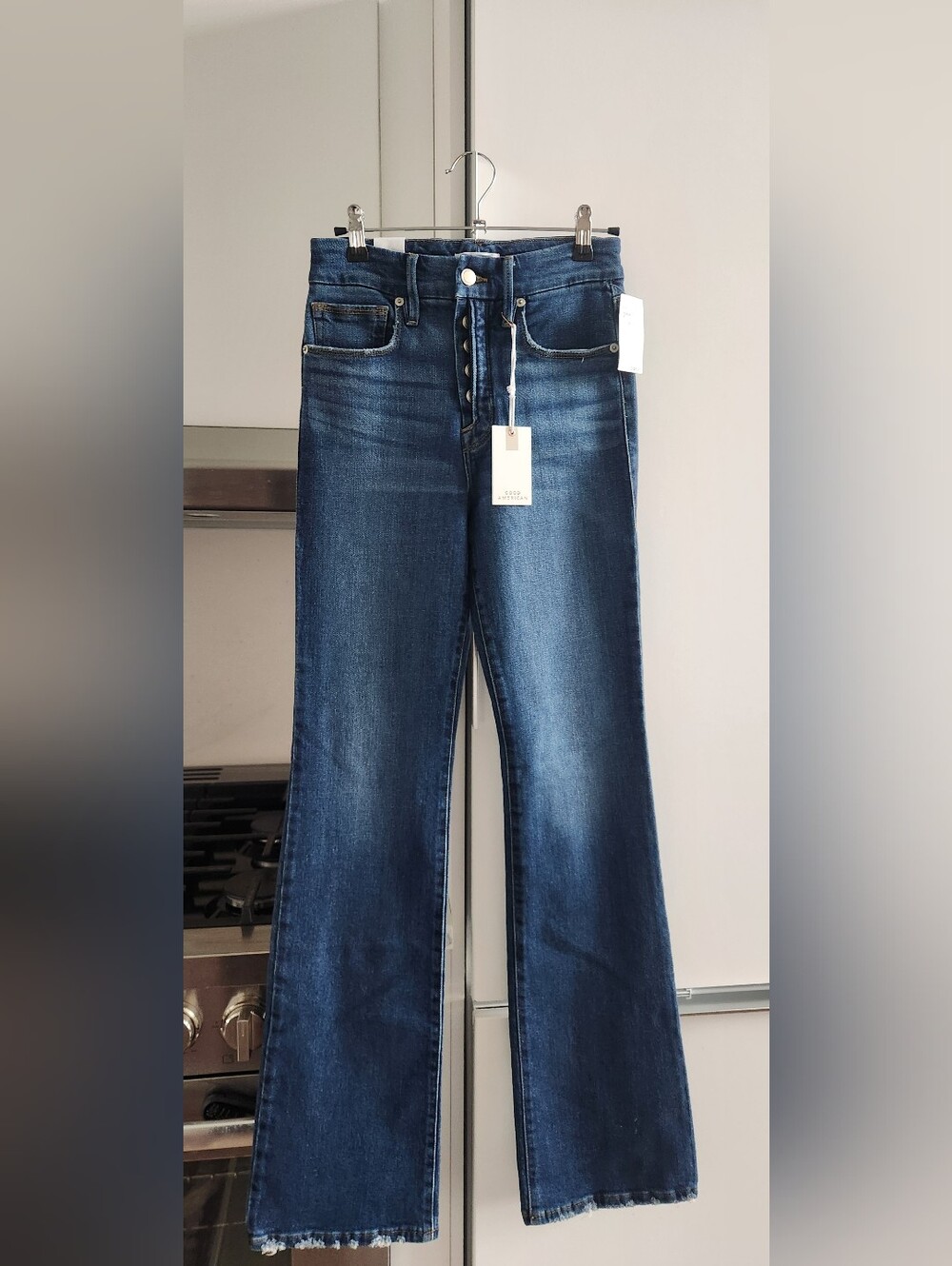 Good American Indigo Flare Jeans with Button-Fly